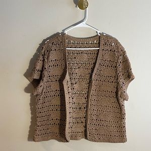 Crocheted brown cardigan